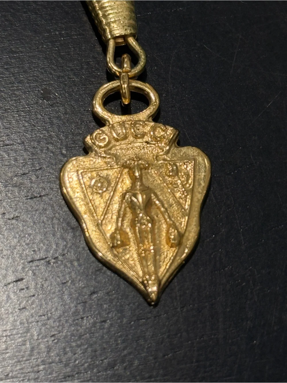 Gucci Gold Tone Shield Charm Zipperpull- Women Accessories
